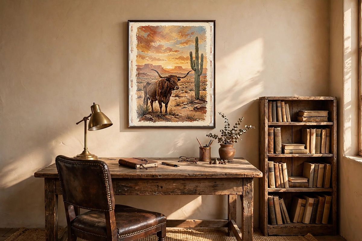 Longhorn at Desert Sunset Print — Free Printable Wall Art photo 3