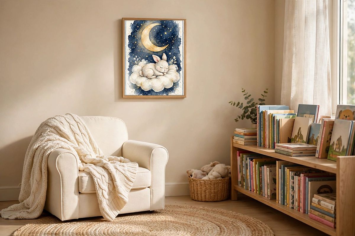 Sleepy Bunny Moon & Stars Print — Free Printable Wall Art photo 2