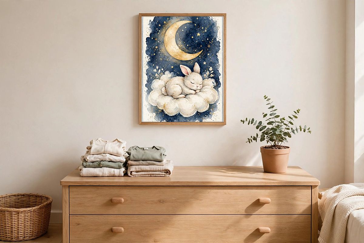 Sleepy Bunny Moon & Stars Print — Free Printable Wall Art photo 3