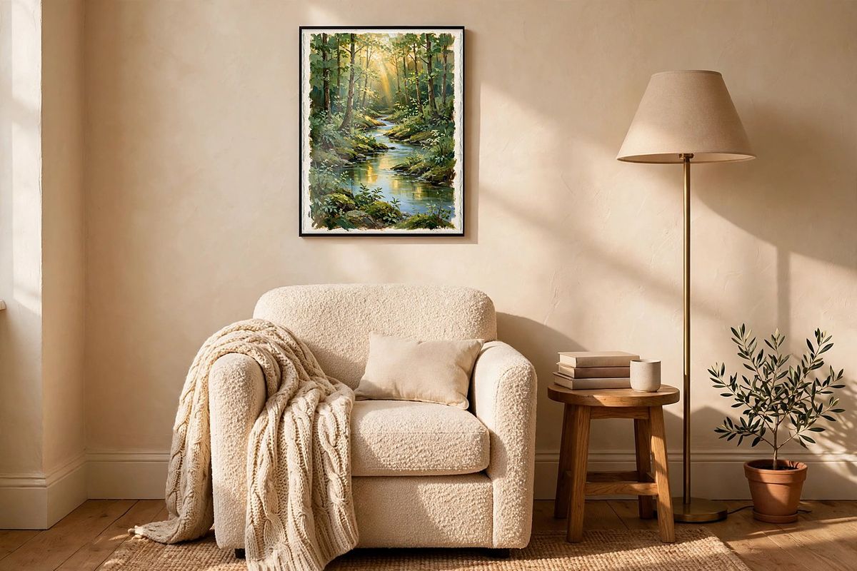 Sunlit Forest Stream Print — Free Printable Wall Art photo 2