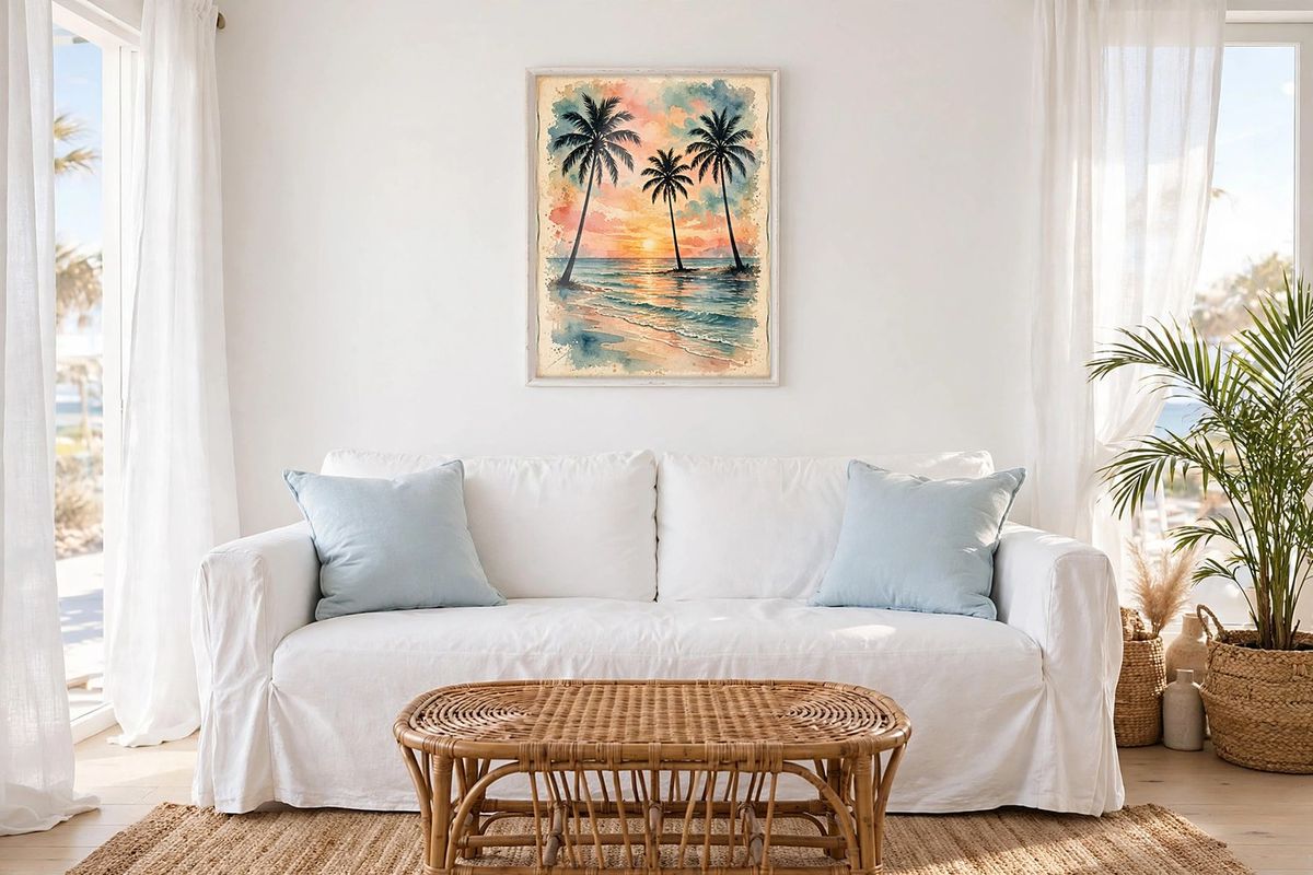 Vintage Palm Beach Sunset Print — Free Printable Wall Art photo 2
