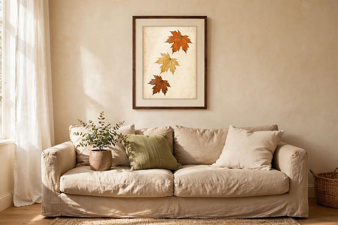Fall Wall Art Print – Vintage Maple Leaves Botanical, Digital Download photo 2