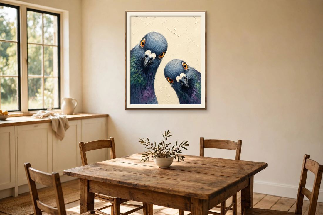 Pigeon Wall Art – Funny Bird Print, Curious Pigeons Peeking In, Printable Download photo 5