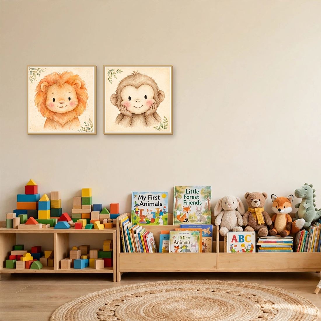 Safari Nursery Wall Art Set of 3, Baby Animal Prints, Digital Download photo 4