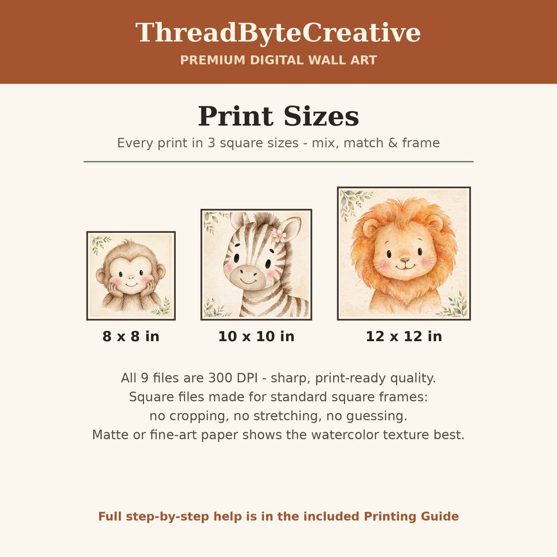 Safari Nursery Wall Art Set of 3, Baby Animal Prints, Digital Download photo 8