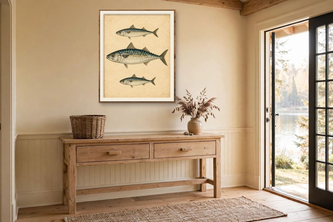 Vintage Fish Print, Antique Mackerel Illustration, Nautical Coastal Wall Art Printable, Gift for Fisherman photo 4