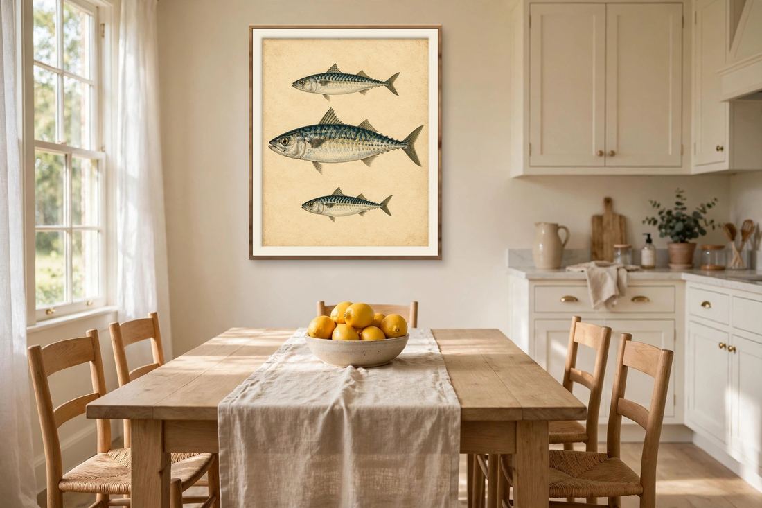 Vintage Fish Print, Antique Mackerel Illustration, Nautical Coastal Wall Art Printable, Gift for Fisherman photo 5